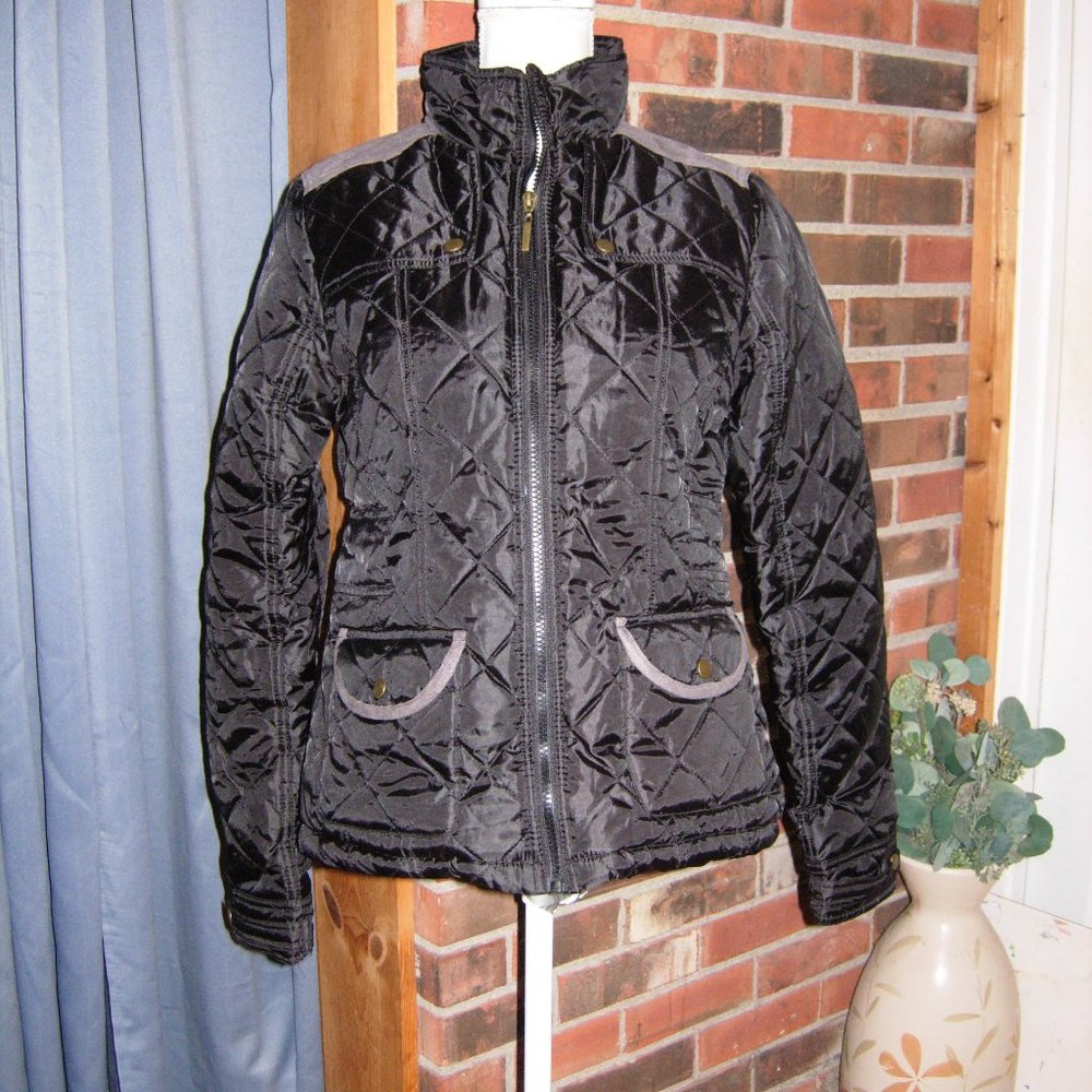 Yoki Black Quilted Zip Front Jacket M